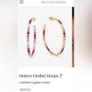 Melinda Maria 2” Heiress Hombre Hoops - new with packaging - never worn